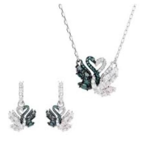 طقم سوارفسكي اسود swan شامل الملحقات