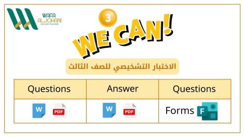 الاختبار التشخيصي للصف الثالث We can 3 الفصل الدرا...