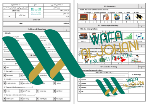 اختبار الوحدة الثالثة.. Top Goal 2..U3..Job Paths