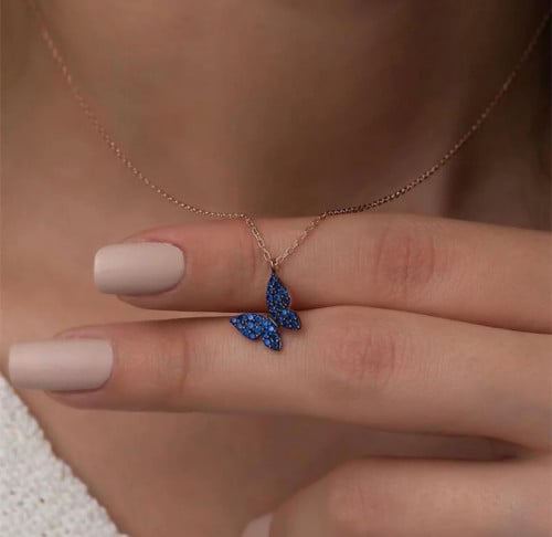 سلسال دياري فراشة الزيركون الازرق