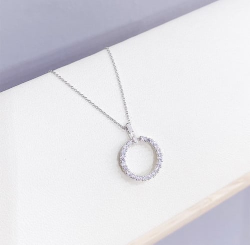 سلسال حلقة الزركون الفضي