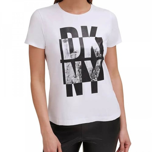 تيشرت دكني مطبوع أبيض