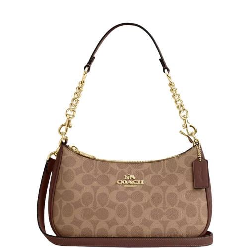 شنطة كوتش تيري بني ذهبي