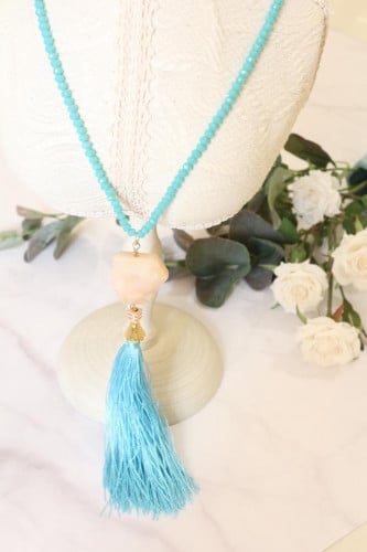 سلسله خرز سماوي مع حجر بيج وتيزل سماوي