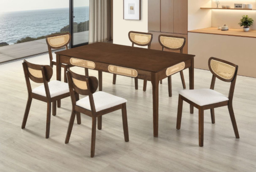 طاولة طعام ماليزي تصميم راتان - 6 كراسي