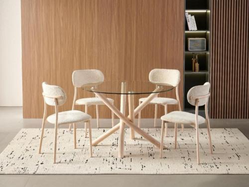 طاولة طعام زجاج دائري - 4 كراسي