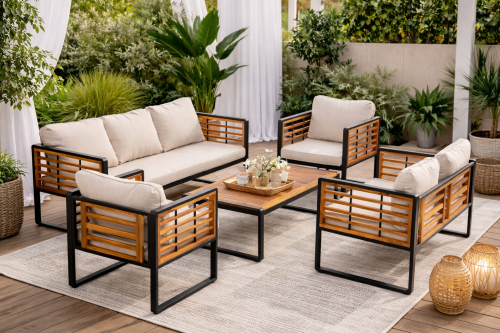 طقم جلوس خارجي خشبي "سالـيا" –7 اشخاص