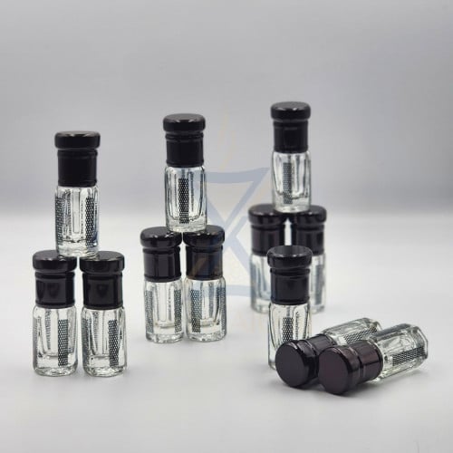 12 عبوة ( ربع تولة ) ميل زجاجي أسود - نقشة