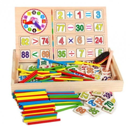 صندوق تعلم الرياضيات الخشبي