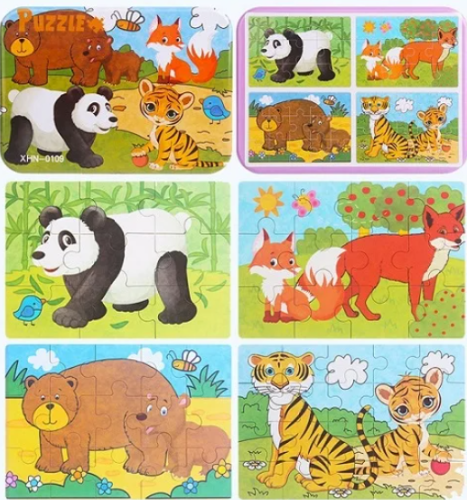 بزل حيوانات الغابة- 4 أشكال