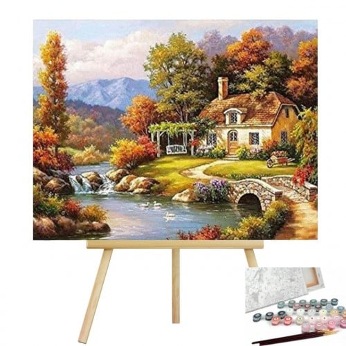 رسم اللوحة بالأرقام - منزل ريفي