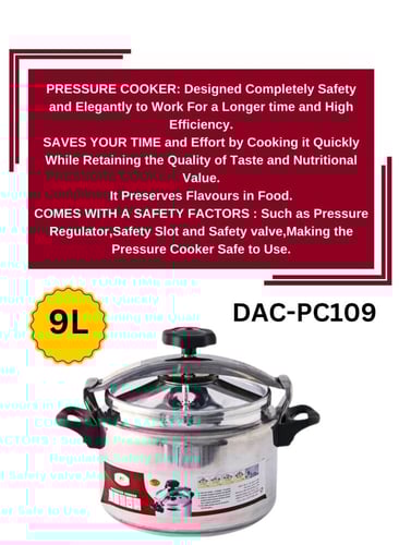 قدر ضغط DAC من الألمنيوم، سعة 9 لتر، حجم 30 × 29 ×...