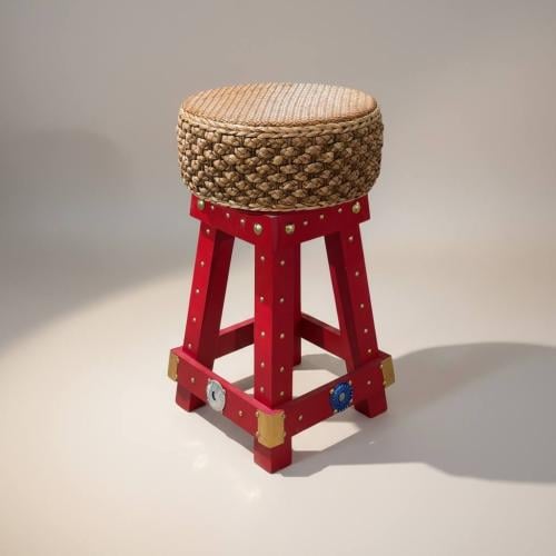 مقعد بف خشبي مدور تراثي