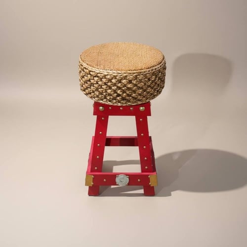 مقعد بف خشبي مدور تراثي