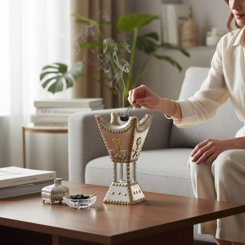 مباخر فضي سيفين ونخلة