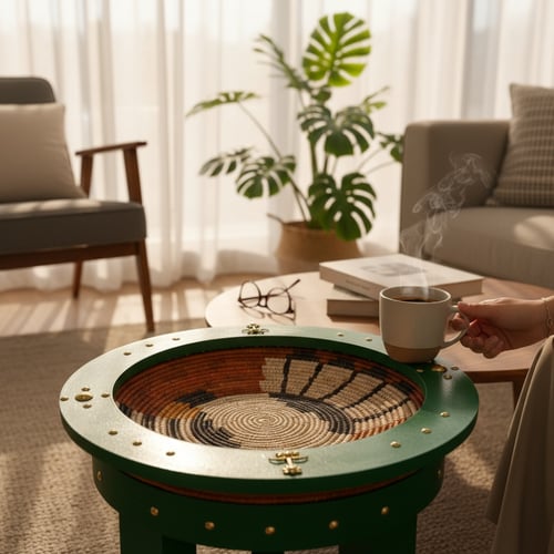 صحن خسف اطار خشب دائري تراثي