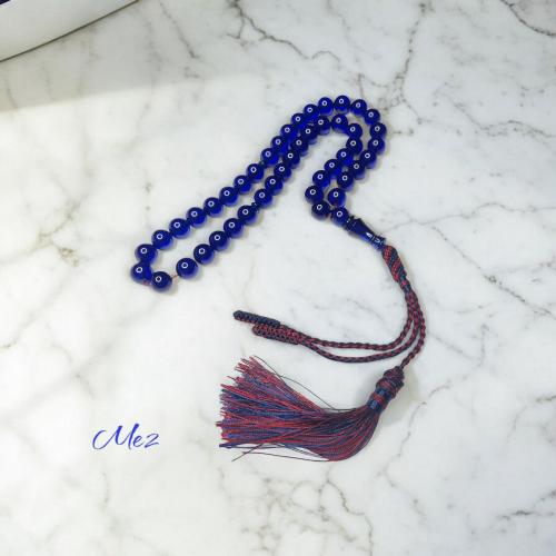 Iranian saffron rosary, transparent dark blue, sound and ringtone, and its scent with musk, luxurious fabric