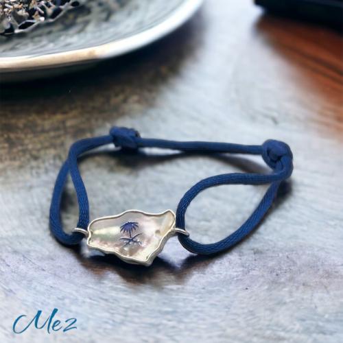 Sterling silver bracelet 925 with carved mother of...