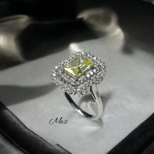 Ring crown with zircon Italian from silver 925 karat