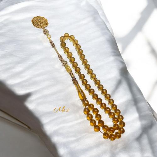 Transparent Iranian saffron prayer bead with sound and ring and its scent with Trabzon korkosh elegant