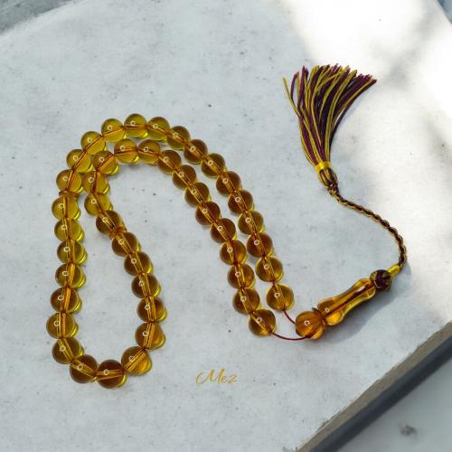Iranian saffron rosary, transparent, sound and ring, and its scent with a luxurious fabric tassel