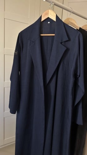 عبايه جاكيت كتان قطني خفيف مع طرحة نفس لون العبايه