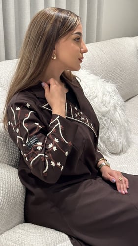 عباية تفته بني بتطريز يدوي