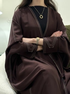 عباية بشت حرير خفيف بني غامق