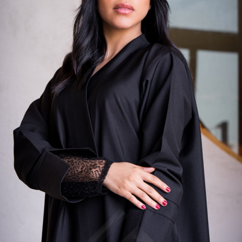 عباية تفته خفيف بأكمام طبقتين ( تفته وتول مشكوك) م...