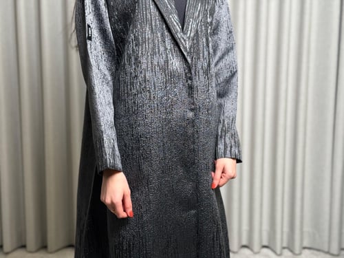 عباية أورجانزا أسود ورمادي