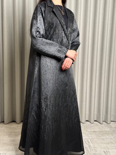 عباية أورجانزا أسود ورمادي