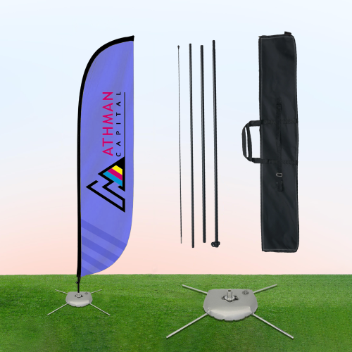 استاند علم ريشة 3 متر / 4 متر فاخر - قاعدة ثقيلة