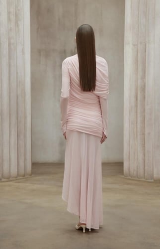 فستان انثوي وردي (فوري)