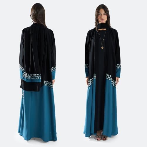 كريب أسود × ازرق بحري بكلفة تصنيع خاص ByHila