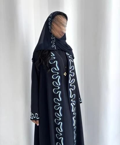 عباية تطريز يدوي كحلي