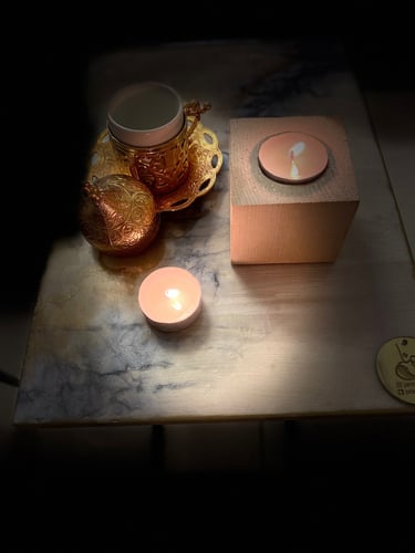 قاعده شموع خشب طبيعي مقاس 7-6