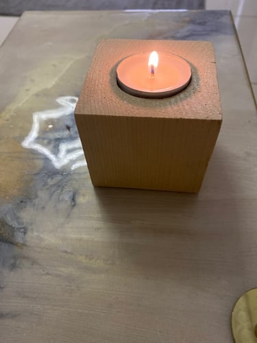 قاعده شموع خشب طبيعي مقاس 7-6