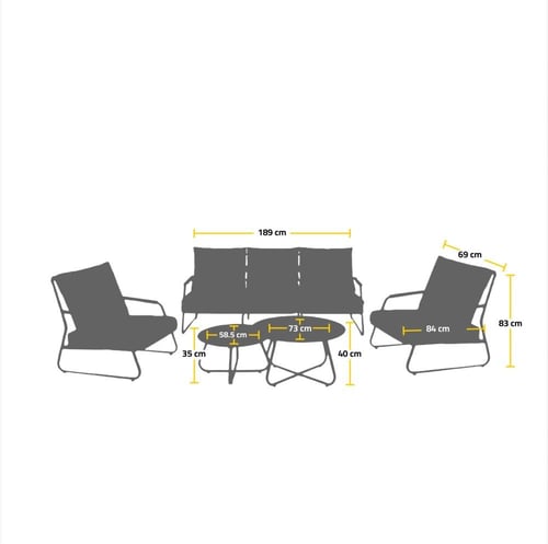 طقم جلوس لـ 5 أشخاص Steel BY-L32-SOFA