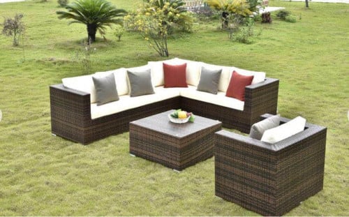 طقم جلوس 6-7 أشخاص من الراتان الصناعي