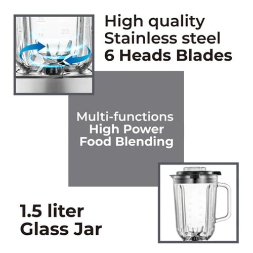 مولر كيتشن خلاط كهربائي، 5 سرعات، وعاء زجاجي سعة 1...