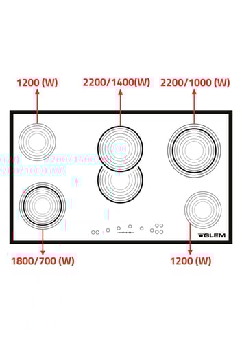 سطح جليم غاز بلت ان كهرباء (88) سم ، مفاتيح التحكم...