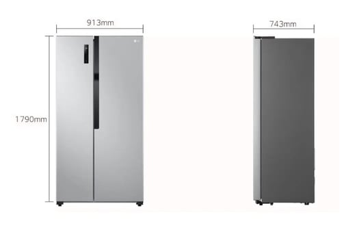 ثلاجة ال جي دولابي جنبا الى جنب، 17.9 قدم، 509 لتر...