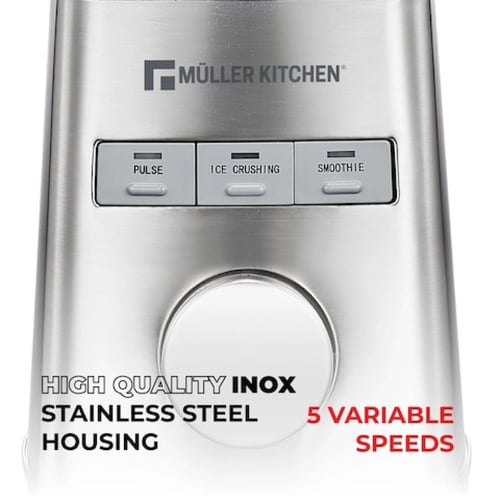 مولر كيتشن خلاط كهربائي، 5 سرعات، وعاء زجاجي سعة 1...