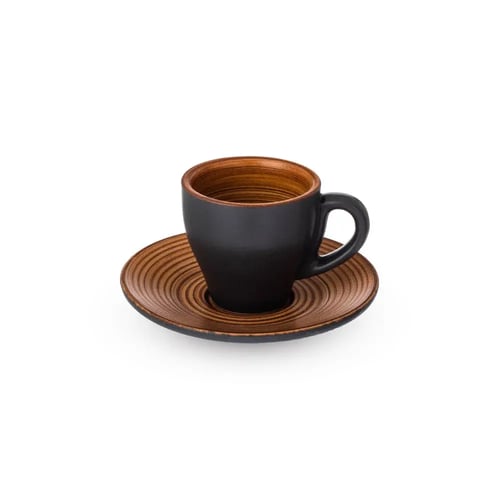 كوب سيراميك رصاصي داخل خشبي