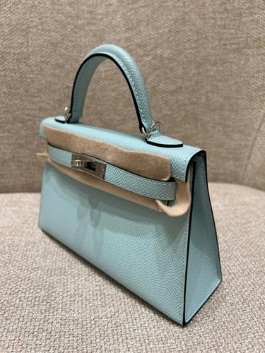 kelly mini, blue zephyr epsom