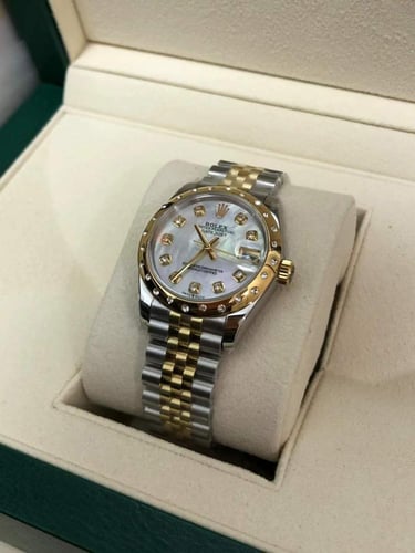 رولكس ديت جست فل ستيل مطلي ذهب أصفر وألماس ميناء ص...