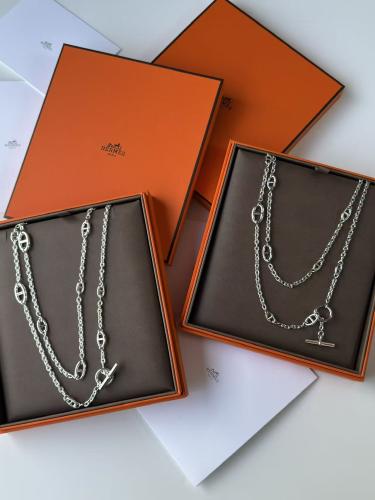 Hermes necklace 120 cm silver