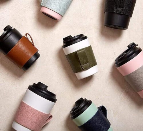 فريسكو - مسكة اكواب جلد ‏| Fressko Leather Sleeve...