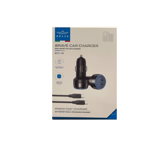 شاحن سيارة - 2PD 60W - BRAVE