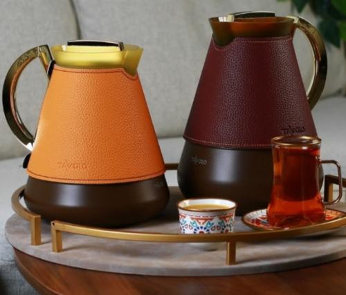 طقم ترامس ٢ حبه جلد عنابي وبرتقالي